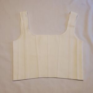 All Row White Ribbed Knit Cropped Tank Top Women Sz M Basic Neutral Minimalist